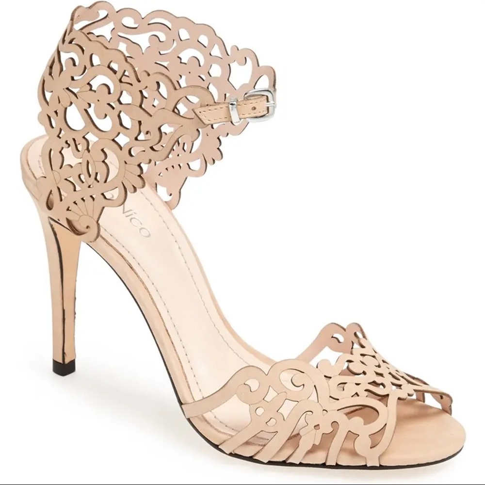 Klub Nico Moxie Nude Laser Cutout Stiletto Heel Sandal